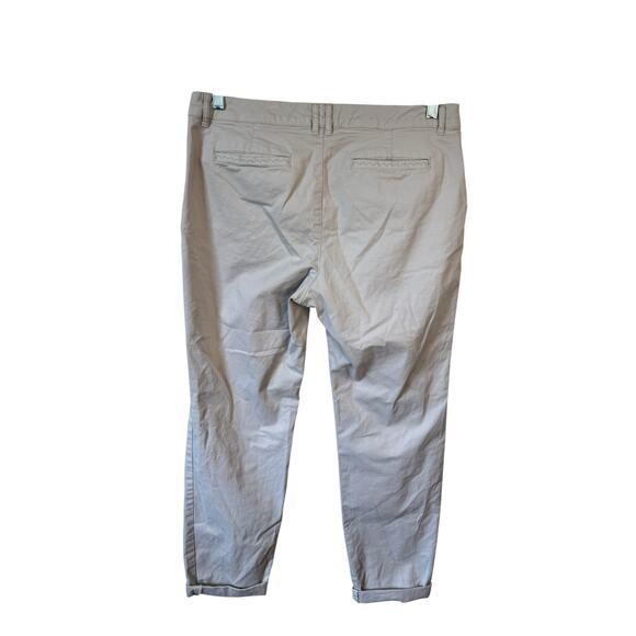 GARNET HILL Salt-Washed Slim Chino Pants Pebble Sz 10 Embroidered Organic Cotton - Picture 4 of 10